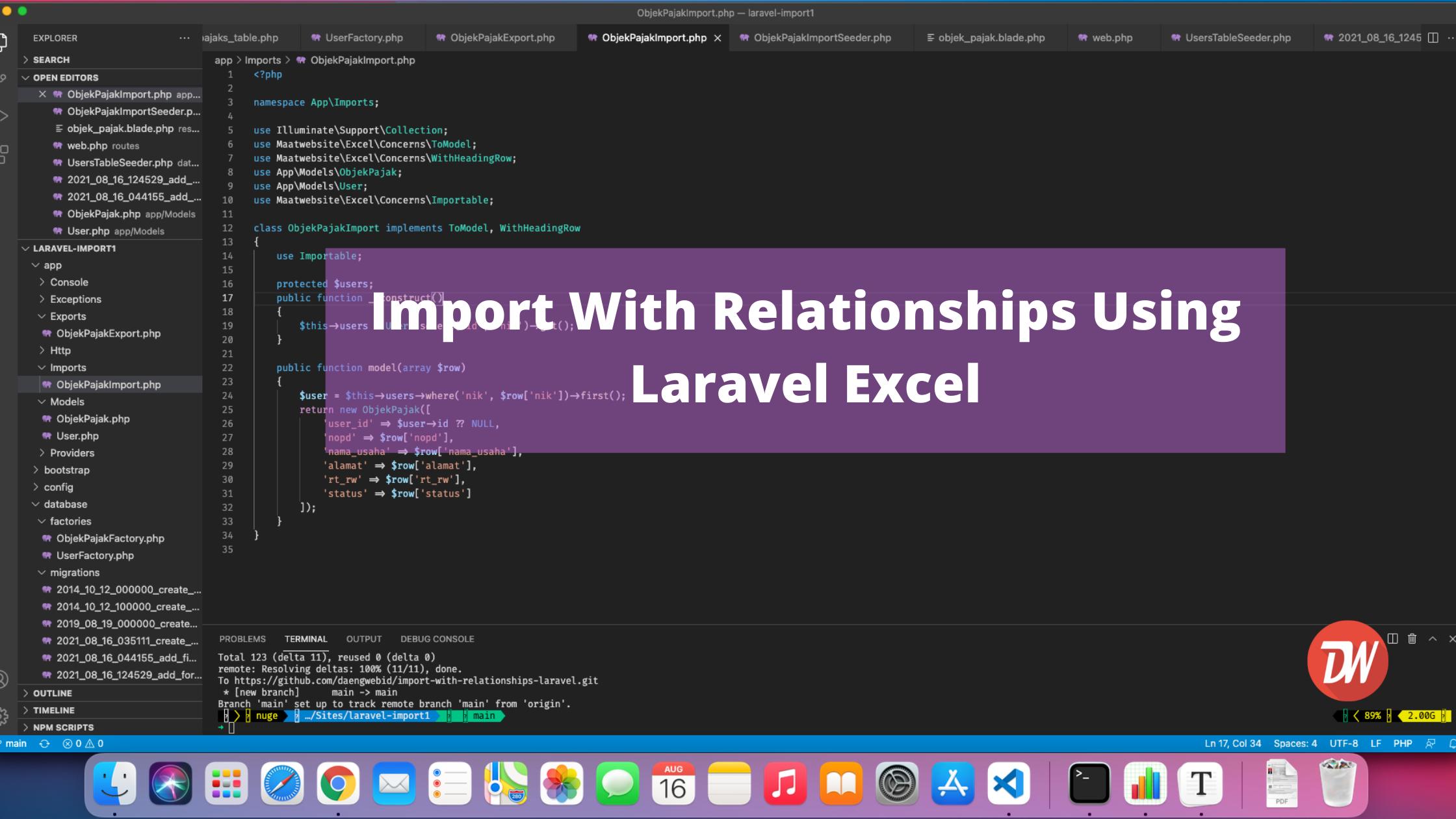 Import With Relationships Using Laravel Excel